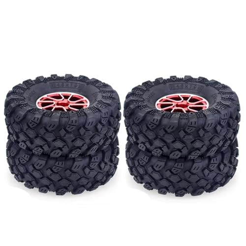 Kompatibel Mit Redcat Für HPI Für FTX Für Mauler Für TRX4 Für RGT Hobby Für Gründer Für Axial SCX10 1/10 RC Crawler Truck Wheels Reifen RC Auto Reifen Felgen(Red) von QAWSED