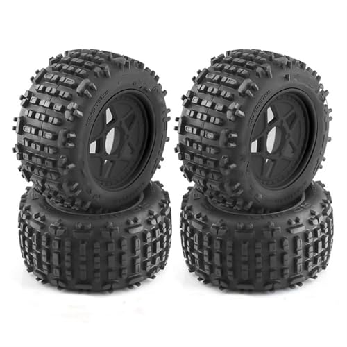 Kompatibel Mit TRAXXAS, Für Schlitten, Für E-Revo, Für ARRMA, Für KRATON, Für Outcast 1/8 1/10 RC-Auto, 4-teiliger 152-mm-LKW-Reifen Mit 12-mm-Radsechskant RC Auto Reifen Felgen(Black) von QAWSED
