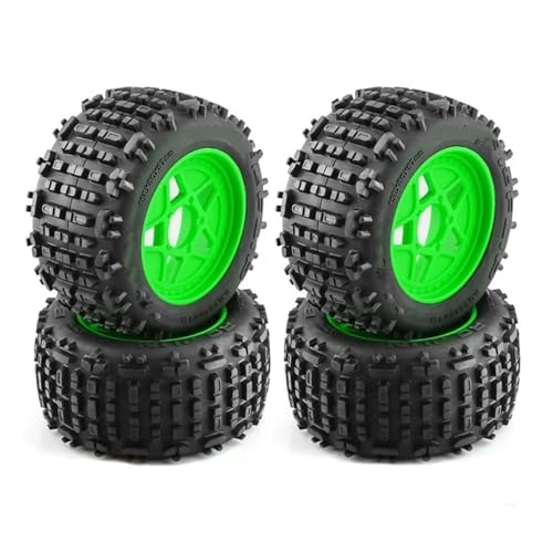 Kompatibel Mit TRAXXAS, Für Schlitten, Für E-Revo, Für ARRMA, Für KRATON, Für Outcast 1/8 1/10 RC-Auto, 4-teiliger 152-mm-LKW-Reifen Mit 12-mm-Radsechskant RC Auto Reifen Felgen(Green) von QAWSED