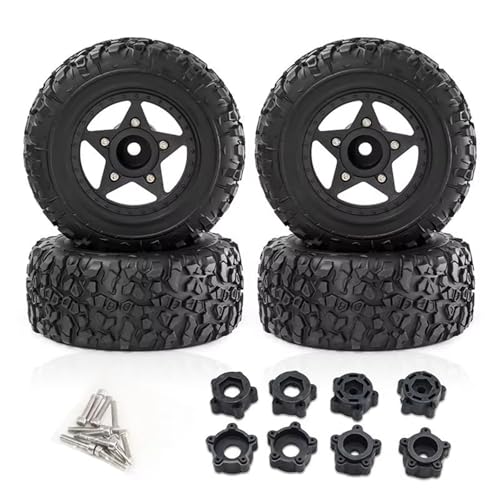 Kompatibel Mit TRAXXAS Für Slash Für ARRMA Für SENTON 1/8 1/10 RC Car Short Course Truck 109 Mm Reifen Mit 12 Mm 14 Mm 17 Mm Radsechskant RC Auto Reifen Felgen(Black) von QAWSED