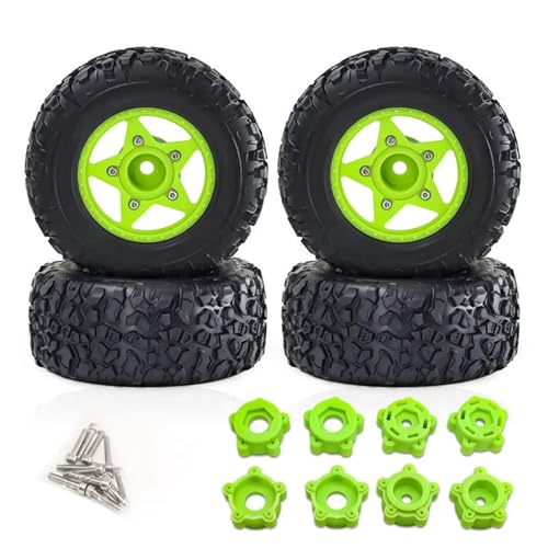 Kompatibel Mit TRAXXAS Für Slash Für ARRMA Für SENTON 1/8 1/10 RC Car Short Course Truck 109 Mm Reifen Mit 12 Mm 14 Mm 17 Mm Radsechskant RC Auto Reifen Felgen(Green) von QAWSED