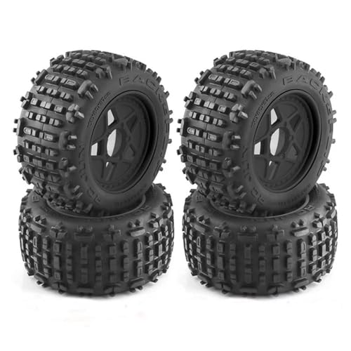 Kompatibel Mit TRAXXAS Für Sledge Für E-Revo Für ARRMA RC Car 4 Stück 152 Mm 1/8 1/10 Für Monster Truck Reifen Mit 12 Mm 14 Mm 17 Mm Radsechskant RC Auto Reifen Felgen(Black) von QAWSED