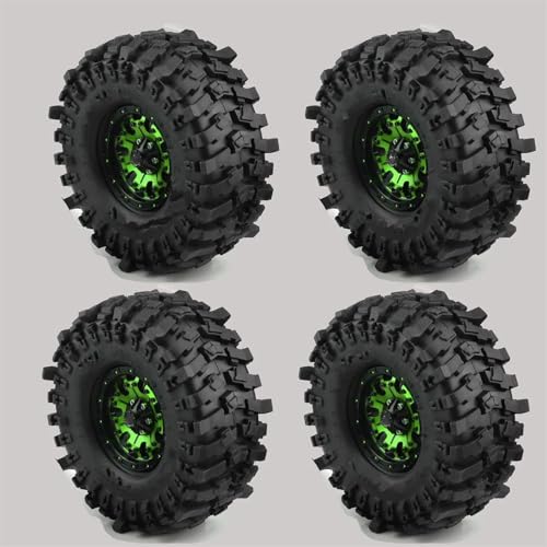 Kompatibel Mit TRX4 Für Axial SCX10 Und SCX10 II RBx10 4-teiliges 1,9 Beadlock-Radfelgen-Gummireifen-Set Für 1/10 RC Crawler Buggy-Gummireifen RC Auto Reifen Felgen(Color3) von QAWSED