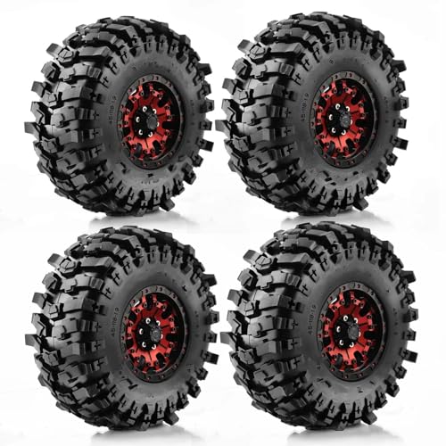 Kompatibel Mit TRX4 Für Axial SCX10 Und SCX10 II RBx10 4-teiliges 1,9 Beadlock-Radfelgen-Gummireifen-Set Für 1/10 RC Crawler Buggy-Gummireifen RC Auto Reifen Felgen(Color4) von QAWSED
