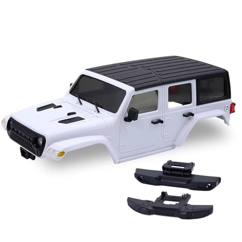 Kompatibel Mit TRX4M Für Bronco Für Defender Für Wrangler Für Chassis Radstand Hardtop Body Kit Mit Vorderen Hinteren Stoßstangen 1/18 RC Crawler RC-Autozubehörteile(White) von QAWSED