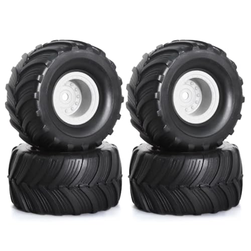 Kompatibel Mit TRX4M Für FMS Für FCX24 Für Axial Für SCX24 1/18 1/24 Für Monster Truck RC Crawler Autoteile 52 Mm 1,0 Zoll Felgenreifen-Set RC Auto Reifen Felgen(White) von QAWSED