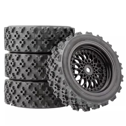 Kompatibel Mit TT-01 Für TT-02 Für XV-01 Für DF-03 Für TA06 RC Für Rallye Für Rennwagenteile 12 Mm Geklebte Gummireifen Kunststoffräder Felge RC Auto Reifen Felgen(Black) von QAWSED