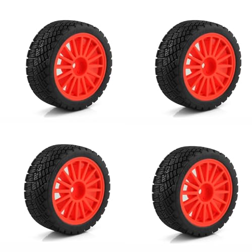 Kompatibel Mit Tamiya Für TT01 TT02 XV01 TA06 PTG2 Für HPI Für KYOSHO WR8 1/10 RC Für Rennwagenreifen Rallye Auf Der Straße Reifen Kunststoffrad RC Auto Reifen Felgen(Color1) von QAWSED