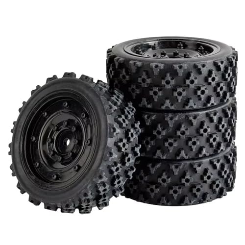Kompatibel Mit Tamiya Für XV01 Für XV02 Für TA06 Für TT01 Für TT02 1/10 RC Für Rennwagenräder Für Rallye-Reifen Und On-Road-Reifen 12 Mm Sechskant RC Auto Reifen Felgen(Black,B) von QAWSED