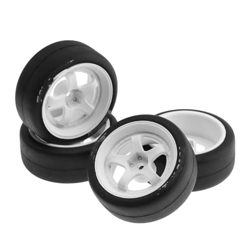 Kompatibel Mit Tamiya TT01 TT02 XV01, 4 Stück, 65 Mm, 1/10 RC, Für Rennwagenreifen Auf Der Straße, Touring-Drift-Autoreifen, Rad, RC-Autoreifen, Upgrade-Teile RC Auto Reifen Felgen von QAWSED