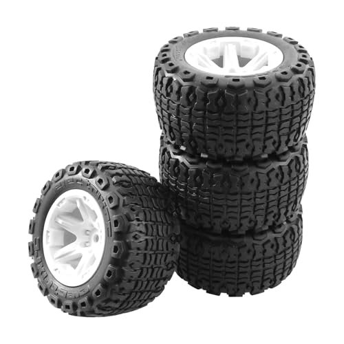 Kompatibel Mit Traxxas Für HSP Für HPI Für Tamiya Für Kyosho 1/10 RC-Teile 104 Mm Für Monster Truck Für Buggy-Reifen Rad 12 Mm Sechskant RC Auto Reifen Felgen(White) von QAWSED