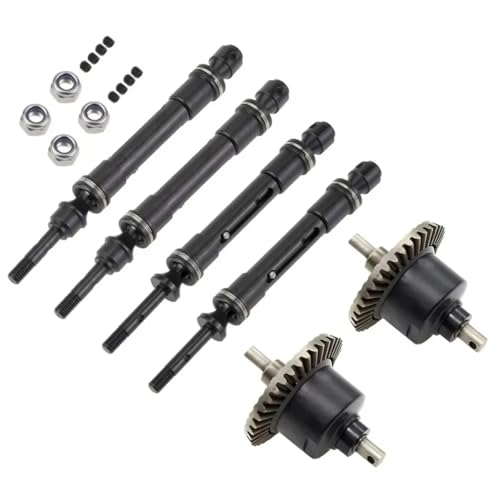 Kompatibel Mit Traxxas Für Slash 4x4 Für Huanqi Short-Duty-Offroad-Fahrzeug-Upgrade Metallgetriebe Differentialbaugruppe Antriebswelle RC-Autozubehörteile(Front and Rear) von QAWSED