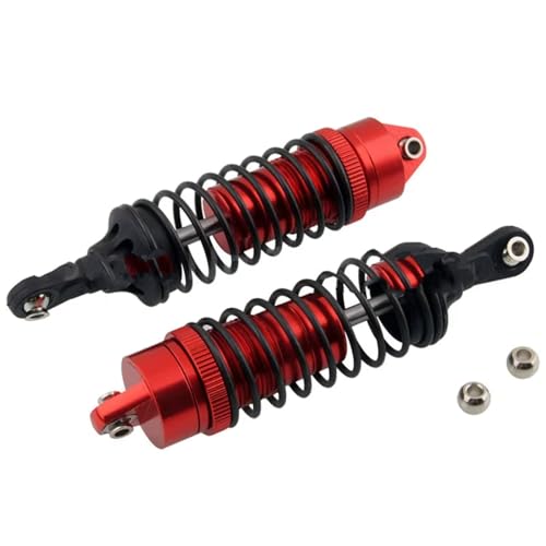Kompatibel Mit Traxxas Für Slash 4x4 Huan Qi 727 1/10 RC-Autoteile, 2 Stück, 100 Mm, Stoßdämpfer Vorne Aus Aluminiumlegierung RC-Auto Stoßdämpfer(Red) von QAWSED