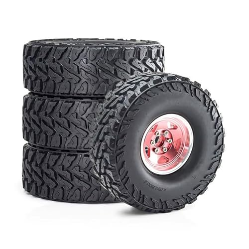 Kompatibel Mit Traxxas Für TRX4 D110 Für Axial Für SCX10 Für MST 1/10 RC Crawler Car 120 Mm 1,9 Zoll Metall Beadlock-Felge Gummireifen-Set RC Auto Reifen Felgen(Pink) von QAWSED