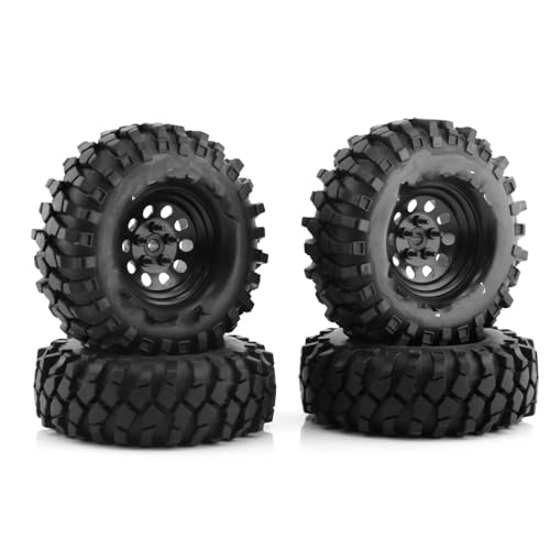 Kompatibel Mit Traxxas Für TRX4 Für Axial SCX10 90046 90047 MST 1/10 RC Crawler Auto 1,9" Gummireifen Beadlock Wheels Felgen RC Autoreifen RC Auto Reifen Felgen(Color1,90mm) von QAWSED