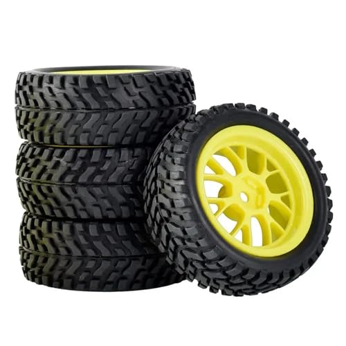 Kompatibel Mit Trxs Für HSP Für Tamiya Für HPI Für 1/10 On Road Wheels Drift Felgen 75mm RC Reifen Für Rc Car On-Road Drift Rock RC Autoreifen RC Auto Reifen Felgen(Yellow) von QAWSED