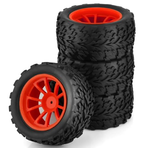 Kompatibel Mit Trxs Für Himoto Für HSP Für HPI 4 Stück 125 Mm 1/10 RC LKW-Reifen Und Felgen 12 Mm Sechskant Mit 4 Mm Sicherungsmuttern Aus Nylon RC Auto Reifen Felgen(Color3) von QAWSED