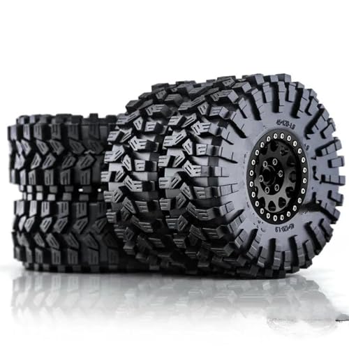 Kompatibel Mit Trxs Für TRX4 Für D90 Für Axial SCX10 4 Stück 120 Mm 1,9 Zoll Metall Beadlock Felge Gummireifen Für 1/10 RC Crawler Auto RC Auto Reifen Felgen(Black) von QAWSED