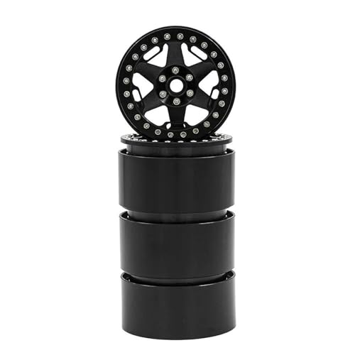 Kompatibel Mit Trxs Für TRX4 TRX6 Für Axial SCX10 Für Wraith RC Car 2.2 Beadlock-Räder 5 Speichen Felge 64x35mm Für 1/10 Crawler RC Auto Reifen Felgen(Black,A) von QAWSED