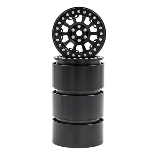 Kompatibel Mit Trxs Für TRX4 TRX6 Für Axial SCX10 Für Wraith RC Car 2.2 Beadlock-Räder 5 Speichen Felge 64x35mm Für 1/10 Crawler RC Auto Reifen Felgen(Black,B) von QAWSED