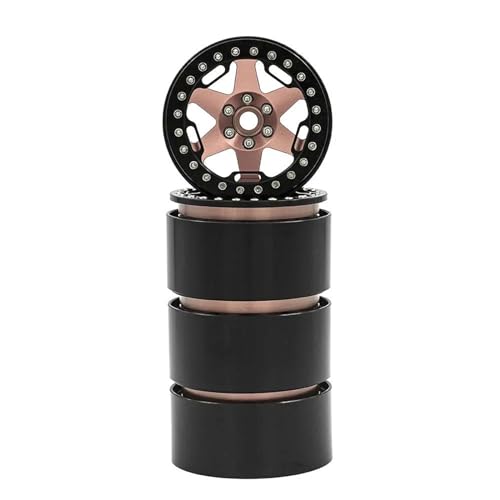 Kompatibel Mit Trxs Für TRX4 TRX6 Für Axial SCX10 Für Wraith RC Car 2.2 Beadlock-Räder 5 Speichen Felge 64x35mm Für 1/10 Crawler RC Auto Reifen Felgen(Brown,A) von QAWSED