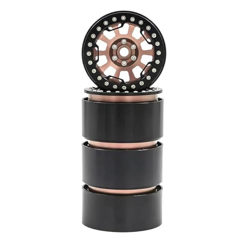 Kompatibel Mit Trxs Für TRX4 TRX6 Für Axial SCX10 Für Wraith RC Car 2.2 Beadlock-Räder 5 Speichen Felge 64x35mm Für 1/10 Crawler RC Auto Reifen Felgen(Brown,B) von QAWSED