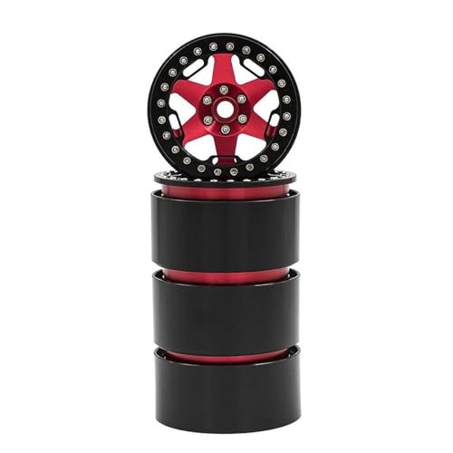 Kompatibel Mit Trxs Für TRX4 TRX6 Für Axial SCX10 Für Wraith RC Car 2.2 Beadlock-Räder 5 Speichen Felge 64x35mm Für 1/10 Crawler RC Auto Reifen Felgen(Red,A) von QAWSED