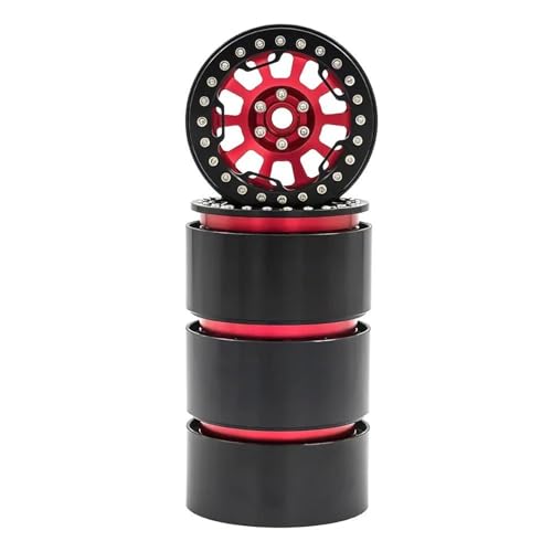 Kompatibel Mit Trxs Für TRX4 TRX6 Für Axial SCX10 Für Wraith RC Car 2.2 Beadlock-Räder 5 Speichen Felge 64x35mm Für 1/10 Crawler RC Auto Reifen Felgen(Red,B) von QAWSED