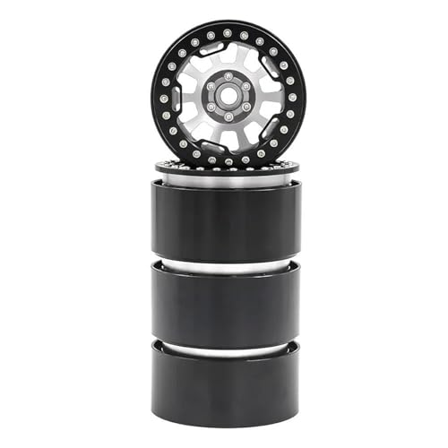 Kompatibel Mit Trxs Für TRX4 TRX6 Für Axial SCX10 Für Wraith RC Car 2.2 Beadlock-Räder 5 Speichen Felge 64x35mm Für 1/10 Crawler RC Auto Reifen Felgen(Silver,B) von QAWSED