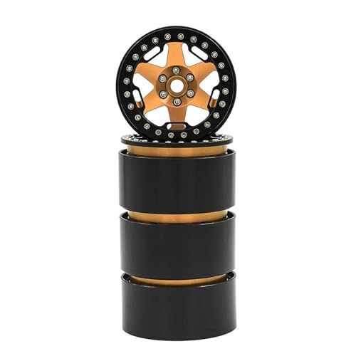 Kompatibel Mit Trxs Für TRX4 TRX6 Für Axial SCX10 Für Wraith RC Car 2.2 Beadlock-Räder 5 Speichen Felge 64x35mm Für 1/10 Crawler RC Auto Reifen Felgen(Yellow,A) von QAWSED