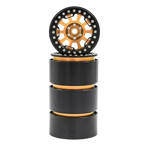 Kompatibel Mit Trxs Für TRX4 TRX6 Für Axial SCX10 Für Wraith RC Car 2.2 Beadlock-Räder 5 Speichen Felge 64x35mm Für 1/10 Crawler RC Auto Reifen Felgen(Yellow,B) von QAWSED