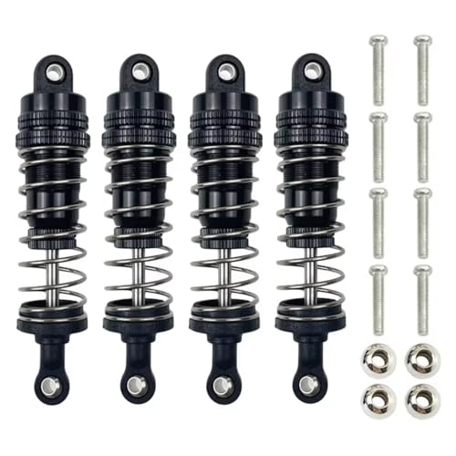 Kompatibel Mit WLtoys 144001 144002 144010 124007 124008 124016 1240190 RC-Auto-Upgrade-Teile, 4 Stück Metall-Öl-Stoßdämpfer RC-Auto Stoßdämpfer(Black) von QAWSED