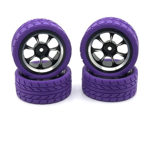 Kompatibel Mit WPL Für C14 C24 MN D90 MN98 MN99S MN-90 65 Mm Metallfelge Reifen Mit 12 Mm Adapter RC-Auto-Upgrade-Teile RC Auto Reifen Felgen(Purple) von QAWSED