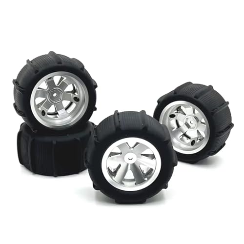 Kompatibel Mit Wltoys 144001 124019 A959 Für SCY 16101 Für MJX 14209 16207 Für JJRC Q130A RC Autoteile 85 Mm Schneesandreifen Reifenrad RC Auto Reifen Felgen(Silver) von QAWSED