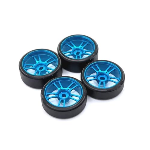 Kompatibel Mit Wltoys 284131 K969 K979 K989 P929 Für Kyosho Für Mini-Z 1:28 RC Auto Upgrades Teile 27 Mm Driftreifen Reifen Metallfelge RC Auto Reifen Felgen(Blue) von QAWSED