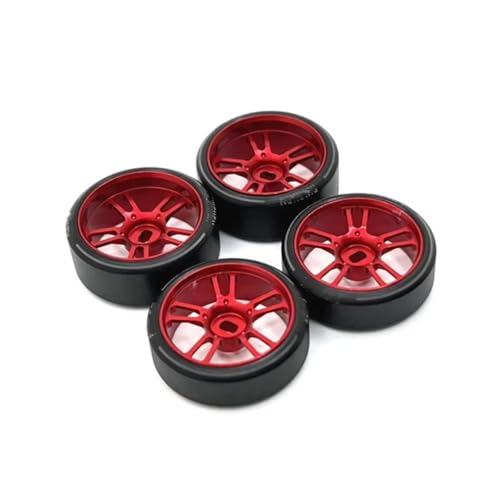 Kompatibel Mit Wltoys 284131 K969 K979 K989 P929 Für Kyosho Für Mini-Z 1:28 RC Auto Upgrades Teile 27 Mm Driftreifen Reifen Metallfelge RC Auto Reifen Felgen(Red) von QAWSED