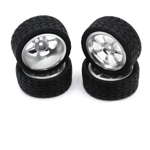 Kompatibel Mit Wltoys Für 144001 144002 124016 124017 124019 124018 RC Automobilteile 65 Mm Metallfelge High Grip Gummireifen RC Auto Reifen Felgen(White) von QAWSED