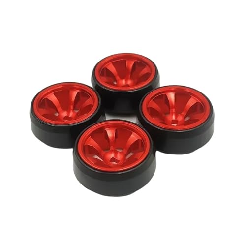 Kompatibel Mit Wltoys K989 K969 Für Mini-Q Für Mini-Z Für HGD1 Für DRZ Für XRX 1:28 Rc Auto 4PCS Metall Radnabe Drift Reifen RC-Autozubehörteile(Red) von QAWSED