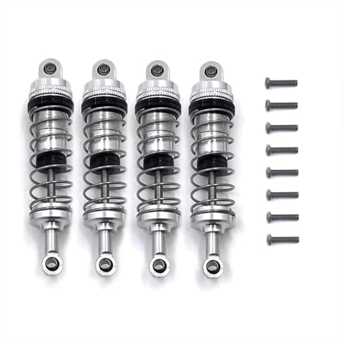 Kompatibel mit Wltoys 144001 144002 144010 124007 124008 124016 124017 124018 124019 RC-Auto-Upgrade-Teil, 4-teiliger Metall-Stoßdämpfer RC-Auto Stoßdämpfer(Silver) von QAWSED