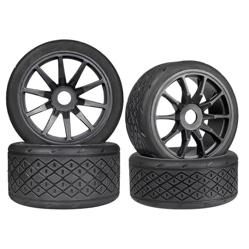 QAWSED Kompatibel Mit Infraction Für Limitless Für Felony Für FSR Für Model GT Für Arrma 1/7 RC-Autoteile 53/107 42/100 Reifen 17 Mm Felgensechskant RC Auto Reifen Felgen(Black,2p 107mm-2p 100mm) von QAWSED