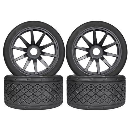QAWSED Kompatibel Mit Infraction Für Limitless Für Felony Für FSR Für Model GT Für Arrma 1/7 RC-Autoteile 53/107 42/100 Reifen 17 Mm Felgensechskant RC Auto Reifen Felgen(Black,4pcs 107mm) von QAWSED