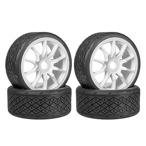 QAWSED Kompatibel Mit Infraction Für Limitless Für Felony Für FSR Für Model GT Für Arrma 1/7 RC-Autoteile 53/107 42/100 Reifen 17 Mm Felgensechskant RC Auto Reifen Felgen(White,4pcs 100mm) von QAWSED