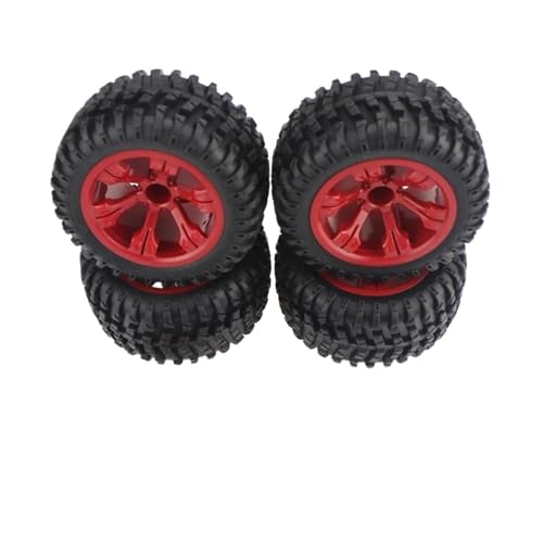 QAWSED Kompatibel Mit WLtoys 12428 12427 RC-Spielzeugzubehör 1:12 Geländewagen-Radfelgen RC-Gummi-Autoreifen RC-Car-Upgrade-Teile RC-Car-Reifen RC Auto Reifen Felgen(Red) von QAWSED