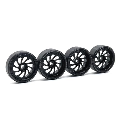 QAWSED Kompatibel Mit WLtoys Für KYOSHO Für Mosquito Car 1/28 RC Auto Ersatzteile Upgrade Und Modifikation 27mm Metall Drift Rad Reifen RC Auto Reifen Felgen(Black) von QAWSED