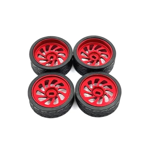 QAWSED Kompatibel Mit WLtoys Für KYOSHO Für Mosquito Für Auto 1/28 RC Autoteile Metall-Upgrade Zwei Breite Und Zwei Schmale 26,5 Mm Außendurchmesser RC Auto Reifen Felgen(Red) von QAWSED