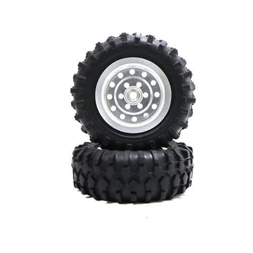 QAWSED Kompatibel Mit WPL D12 1/10 RC-Auto, Upgrade-Teil, Ersatzzubehör, Offroad-Radfelgen, Reifen, RC-Autoteil, RC-Radfelgen, Reifen RC Auto Reifen Felgen(Silver) von QAWSED