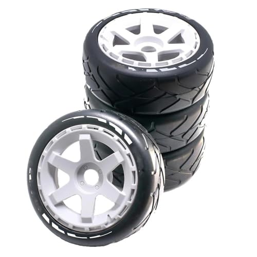 QAWSED Kompatibel Mit ZD 103 Mm 1/8 1/10 Short Course Truck Tire Reifen Mit 17 Mm Radsechskant Für Modell Flat Running Wear-Resistant Grip Tire RC Auto Reifen Felgen(Color B) von QAWSED