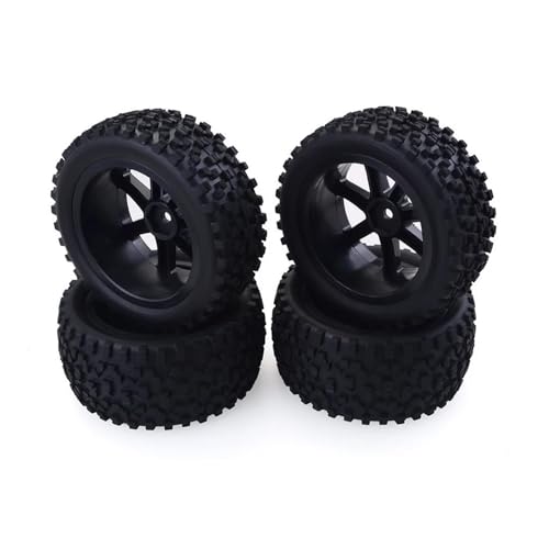 QAWSED Kompatibel Mit ZD for Racing 4 Stück RC-Räder Reifen 12-mm-Sechskantnabenadapter Radreifengummi Für 1/10 RC-Auto-LKW-Zubehör RC Auto Reifen Felgen(Black) von QAWSED