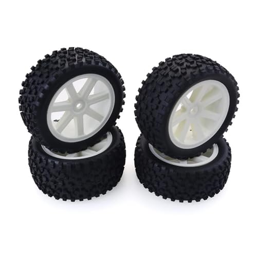 QAWSED Kompatibel Mit ZD for Racing 4 Stück RC-Räder Reifen 12-mm-Sechskantnabenadapter Radreifengummi Für 1/10 RC-Auto-LKW-Zubehör RC Auto Reifen Felgen(White) von QAWSED