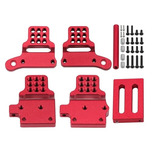 QAWSED RC Autozubehör Für TRX4M Für Defender Für Bronco 1/18 RC Crawler Chassis Upgrade Aluminium Shock Mounts Set Upgrades Teile Mithelfer(Red) von QAWSED